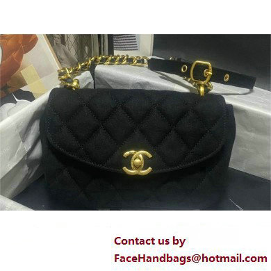 CHANEL Wool Felt & Gold-Tone Metal Mini Messenger Bag BLACK AS4397 2023